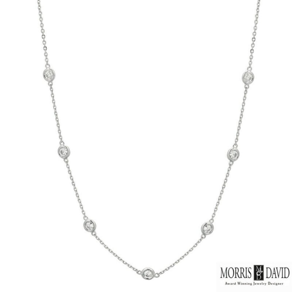 0.76CT Diamond by the Yard Necklace 14K White Gold